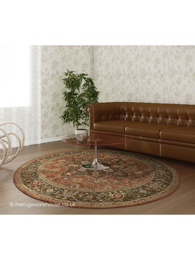 Shivaz Rust Circle Rug - 2