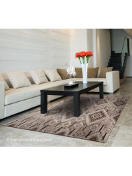 Rhombus Beige Rug - Thumbnail - 2