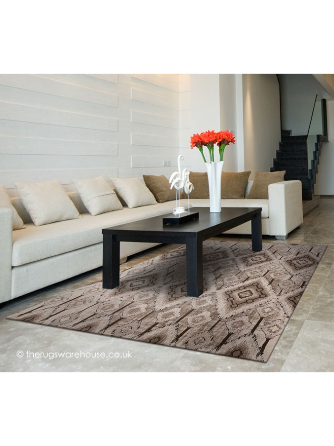 Rhombus Beige Rug - 2