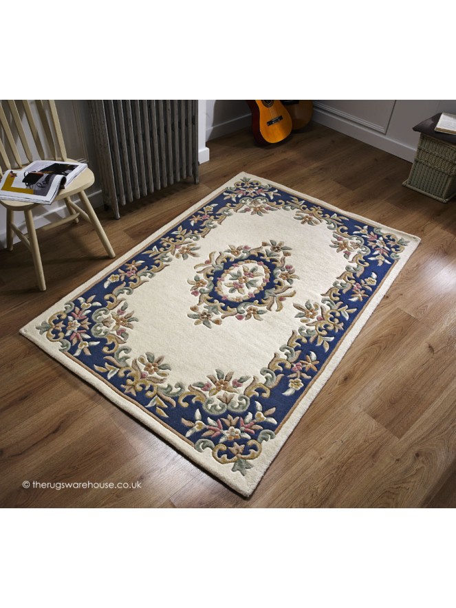 Royal Ivory Blue Rug - 2