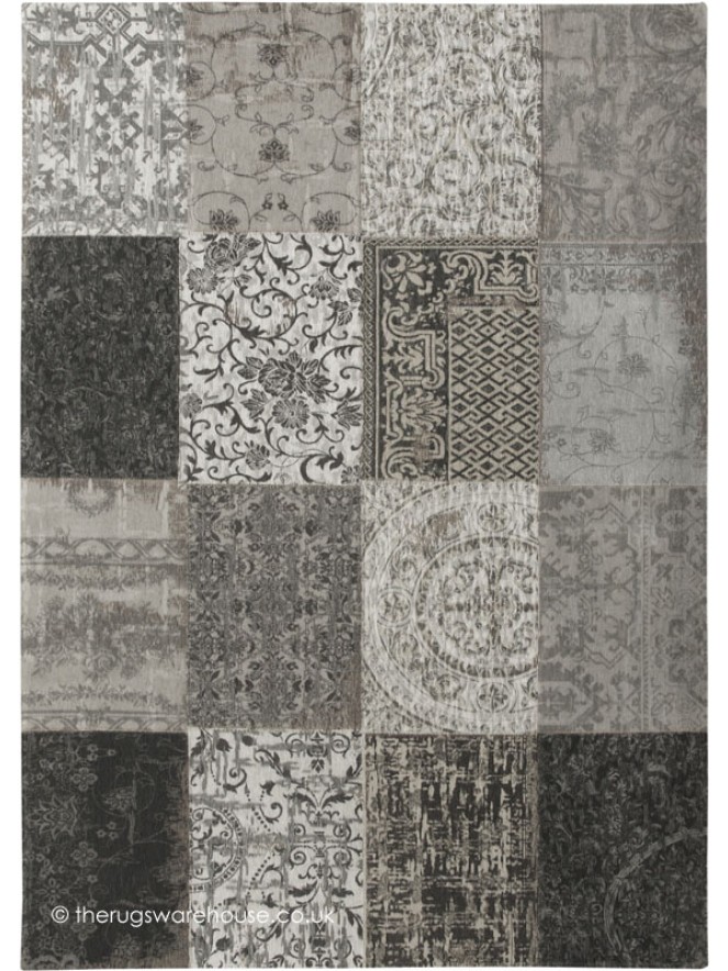 Vintage Black White Rug - 12