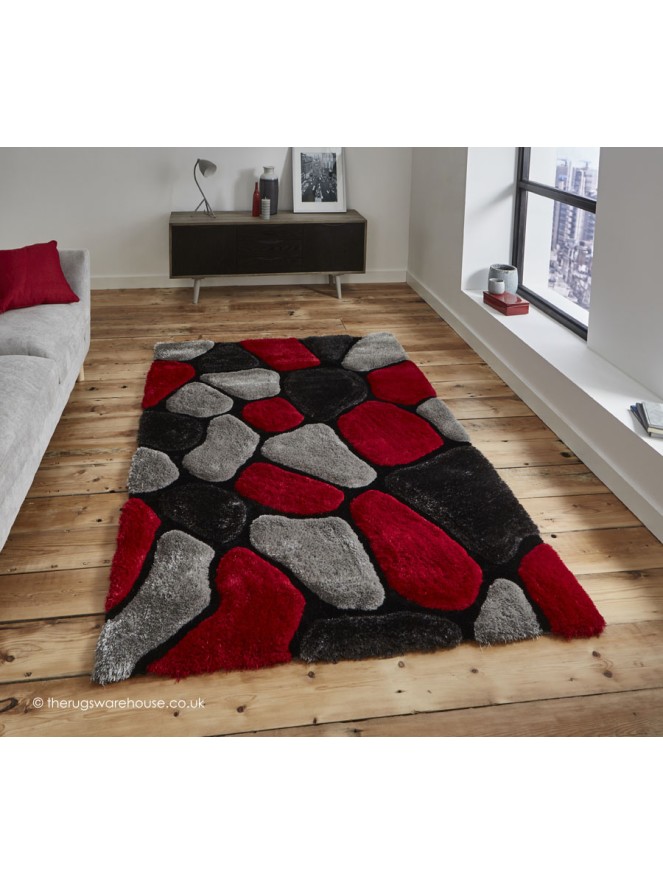 Cobbles Grey Red Rug - 2