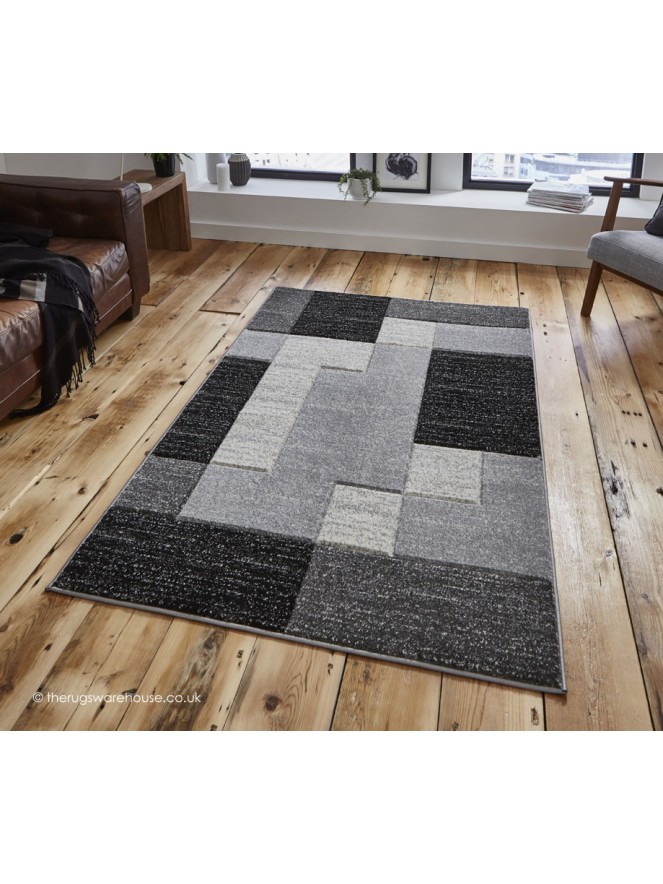 Jigsaw Grey Black Rug - 2