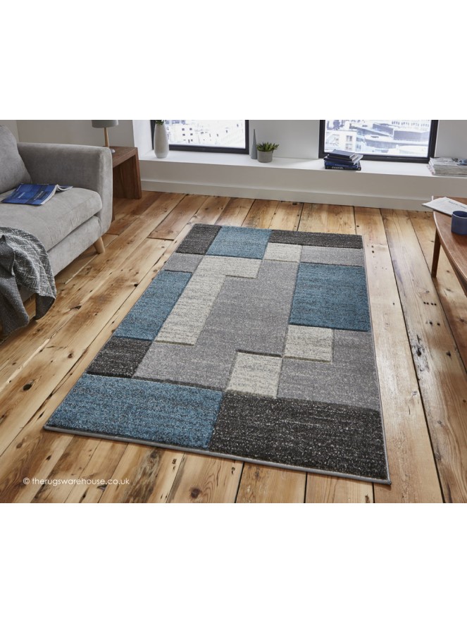 Jigsaw Grey Blue Rug - 2