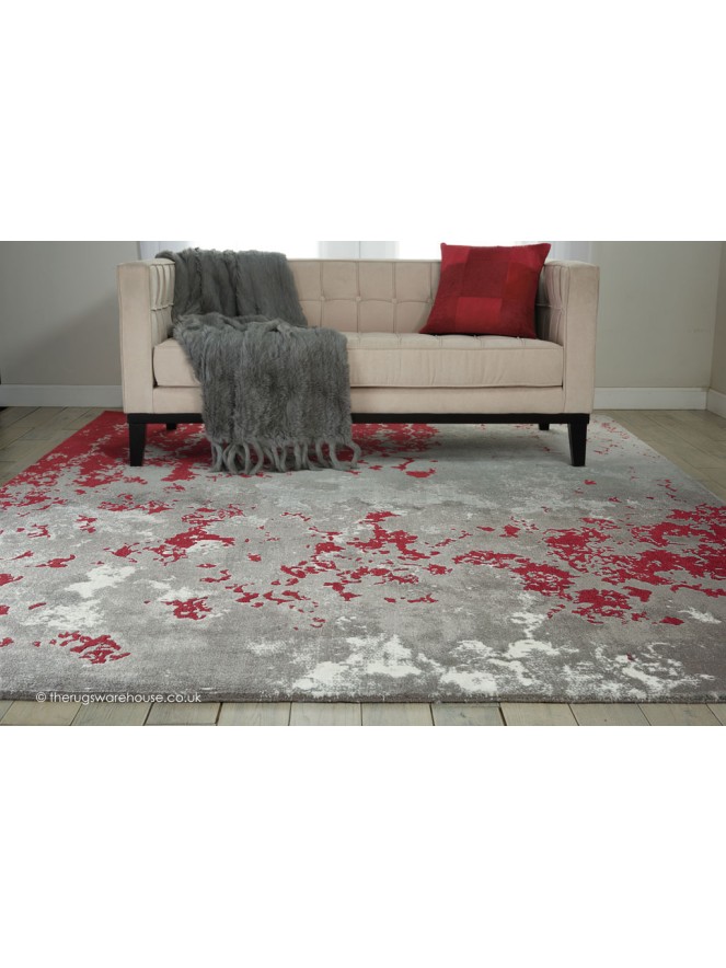 Twilight Chic Grey Red Rug - 2