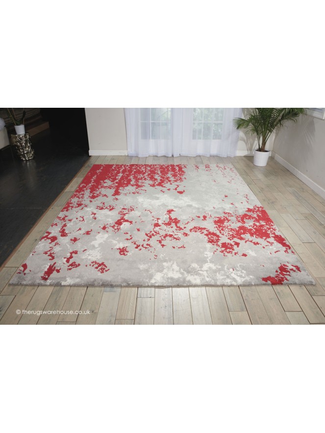 Twilight Chic Grey Red Rug - 8