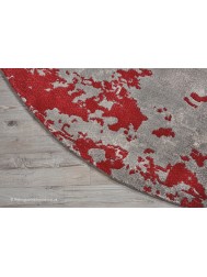 Twilight Chic Grey Red Circle Rug - Thumbnail - 3