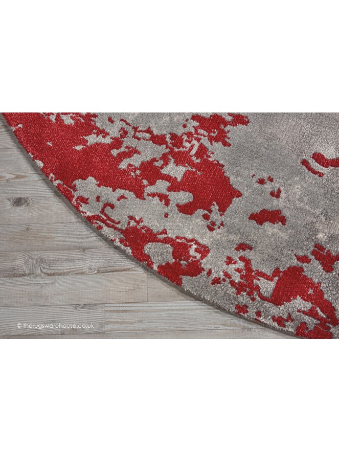 Twilight Chic Grey Red Circle Rug - 3