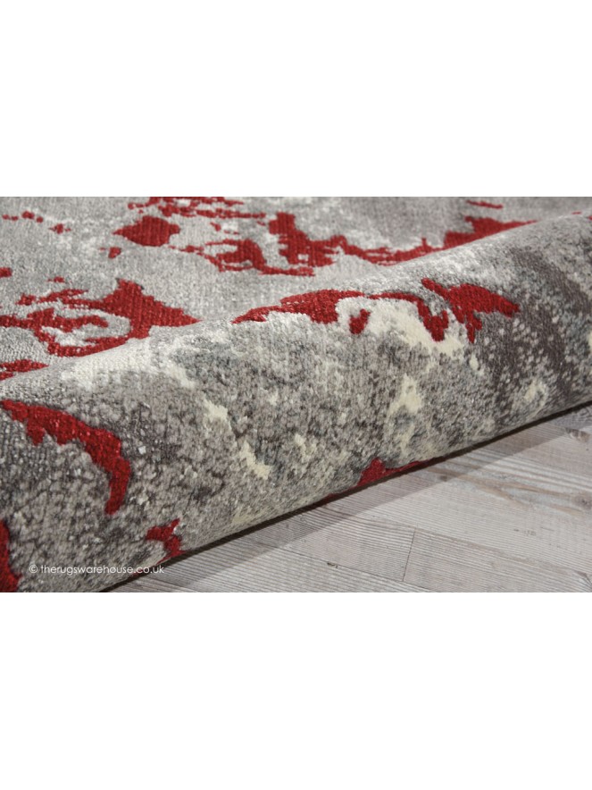 Twilight Chic Grey Red Circle Rug - 4