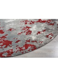 Twilight Chic Grey Red Circle Rug - Thumbnail - 5