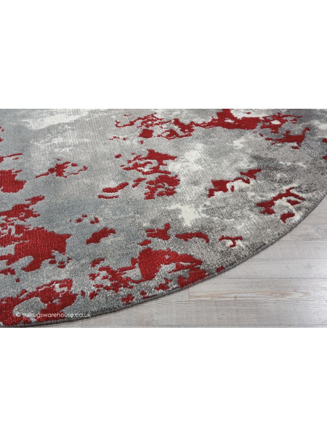 Twilight Chic Grey Red Circle Rug - 5