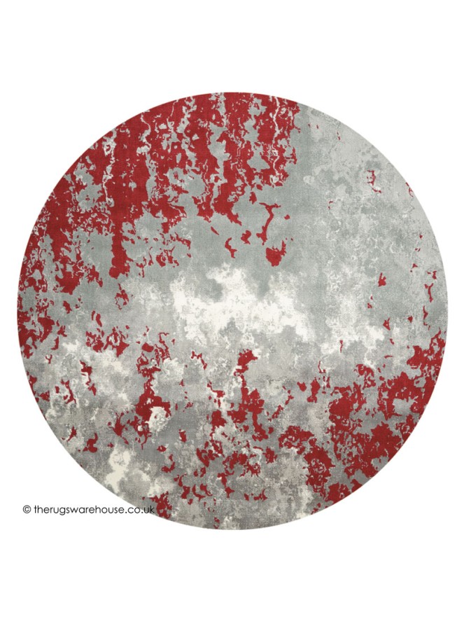 Twilight Chic Grey Red Circle Rug - 6