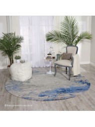 Twilight Chic Blue Grey Circle Rug - Thumbnail - 2