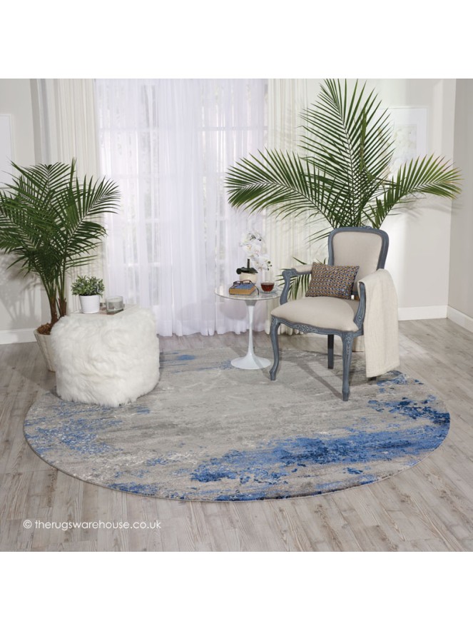 Twilight Chic Blue Grey Circle Rug - 2