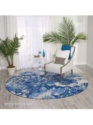 Twilight Chic Blue Ivory Circle Rug - Thumbnail - 2