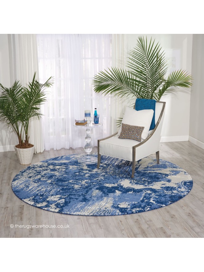 Twilight Chic Blue Ivory Circle Rug - 2