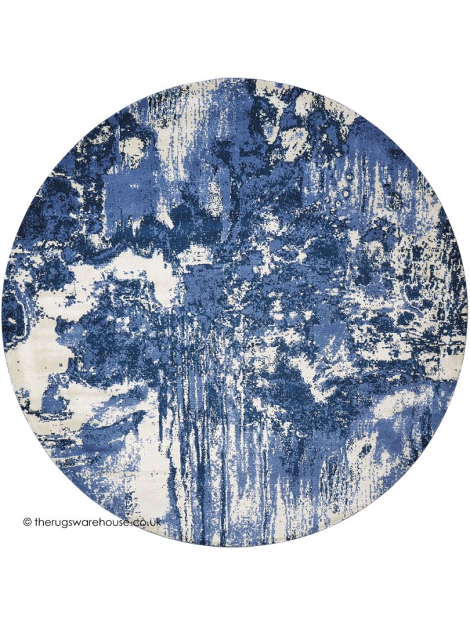 Twilight Chic Blue Ivory Circle Rug - 6