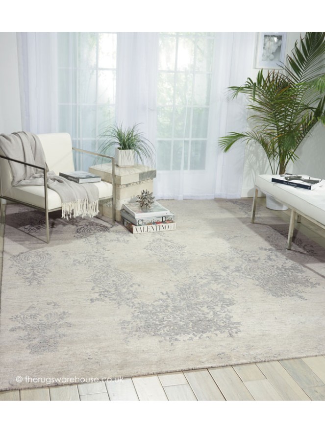 Silk Shadows Ivory Silver Rug - 2