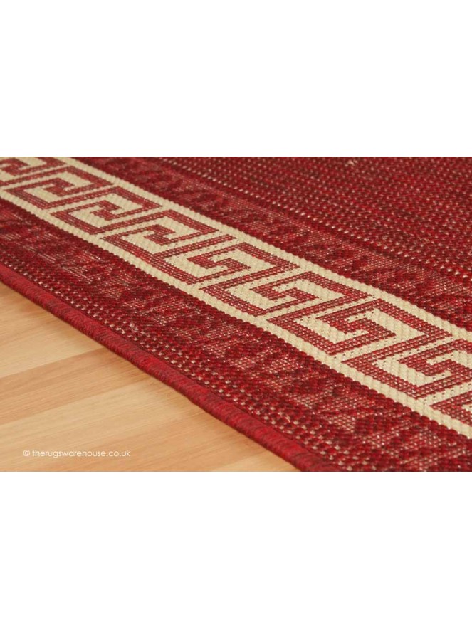 Greek Key Red Rug - 3