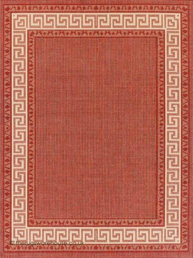 Greek Key Red Rug - 5