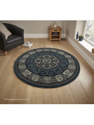 Nerima Dark Blue Circle Rug - Thumbnail - 2