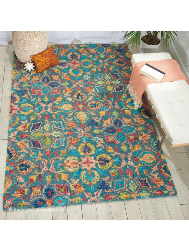 Vibrant Classic Teal Rug - 2