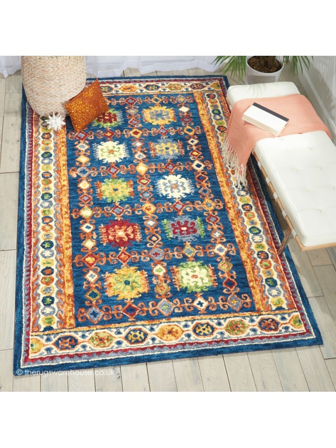 Vibrant Oriental Blue Rug - 2