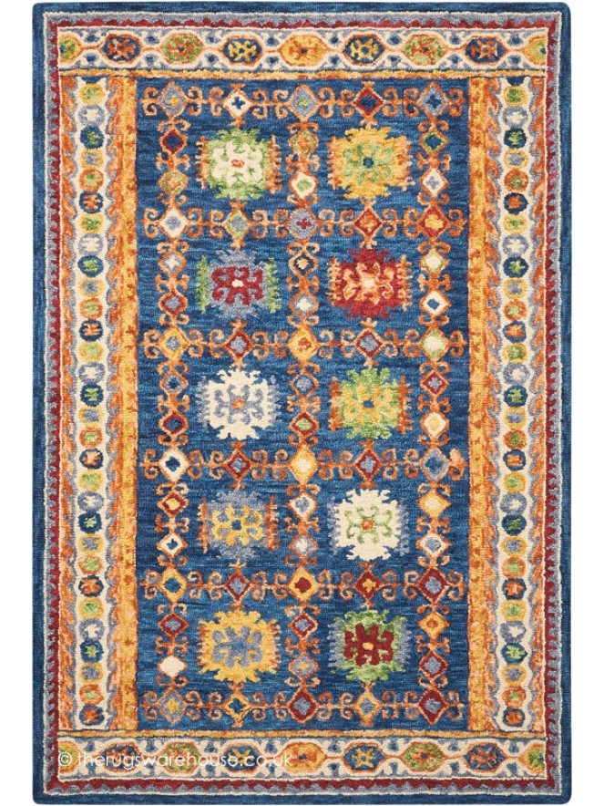 Vibrant Oriental Blue Rug - 7