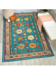 Vibrant Oriental Teal Rug - Thumbnail - 2