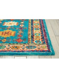 Vibrant Oriental Teal Rug - Thumbnail - 4