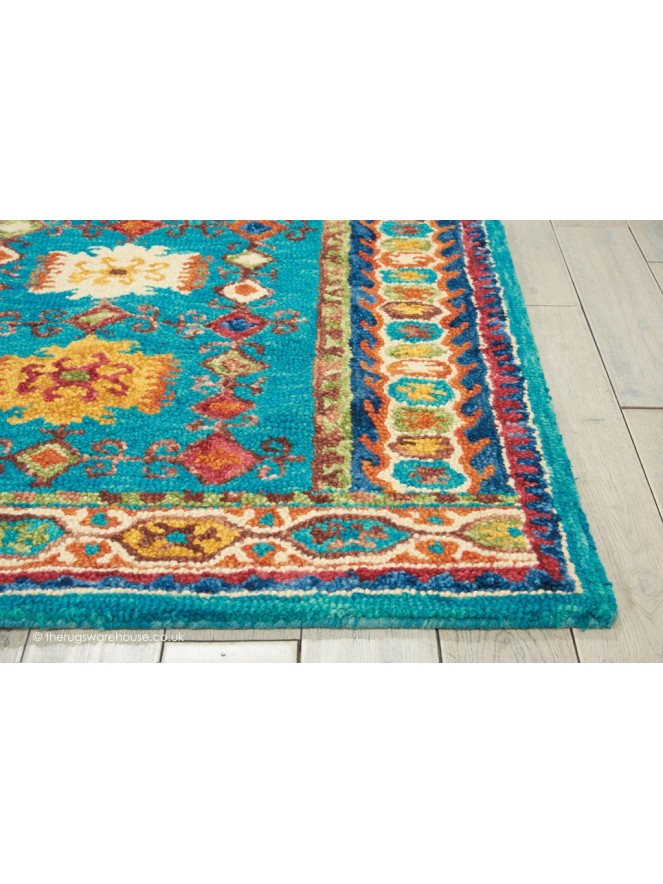 Vibrant Oriental Teal Rug - 4