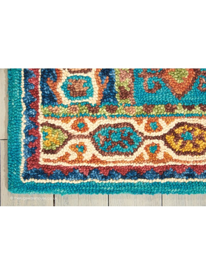 Vibrant Oriental Teal Rug - 5