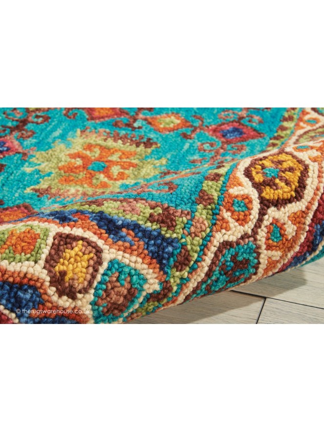 Vibrant Oriental Teal Rug - 6