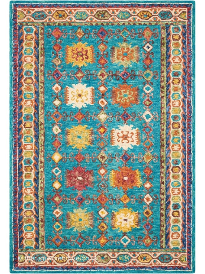 Vibrant Oriental Teal Rug - 7