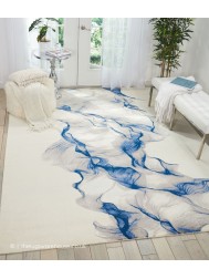 Twilight Chic Ivory Blue Rug - Thumbnail - 2