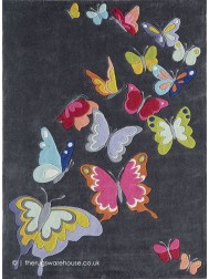 Colourful Butterflies Charcoal Rug - Thumbnail - 2