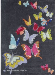 Colourful Butterflies Charcoal Rug - Thumbnail - 2