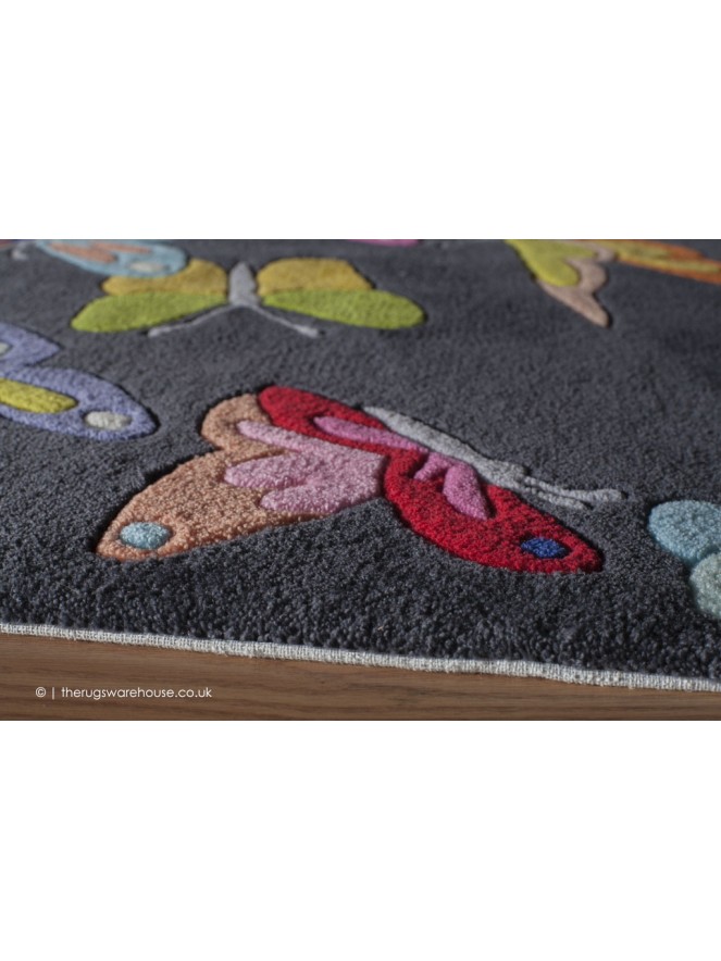 Colourful Butterflies Charcoal Rug - 3