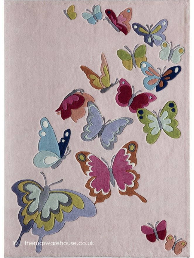 Colourful Butterflies Pink Rug - 2