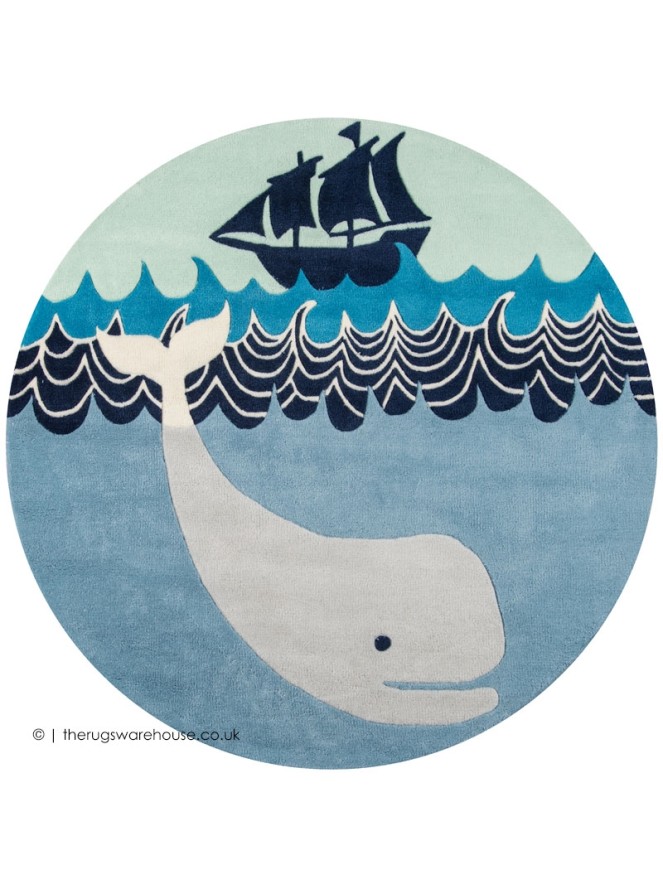 Happy Whale Circle Rug - 2