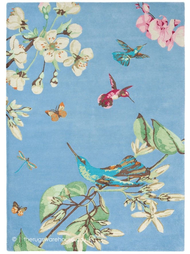 Hummingbird Blue Rug - 5