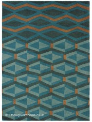 Artdeco Blue Mix Rug - Thumbnail - 5