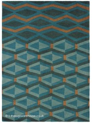 Artdeco Blue Mix Rug - Thumbnail - 5