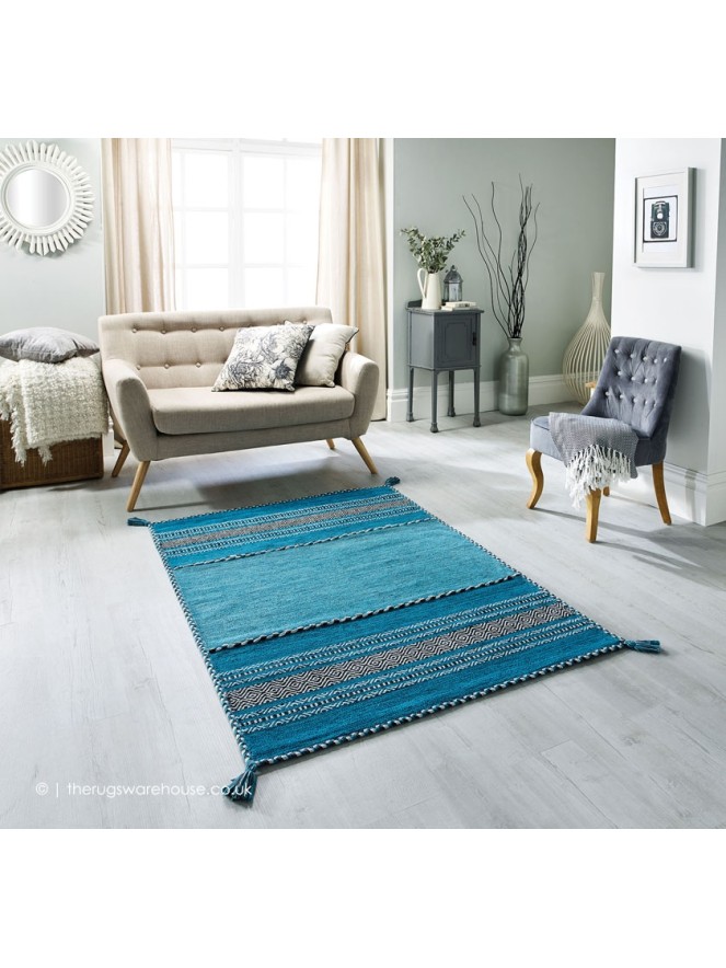 Kelim Teal Rug - 2