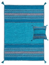 Kelim Teal Rug - Thumbnail - 5