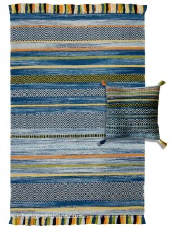 Kelim Stripes Blue Rug - Thumbnail - 4
