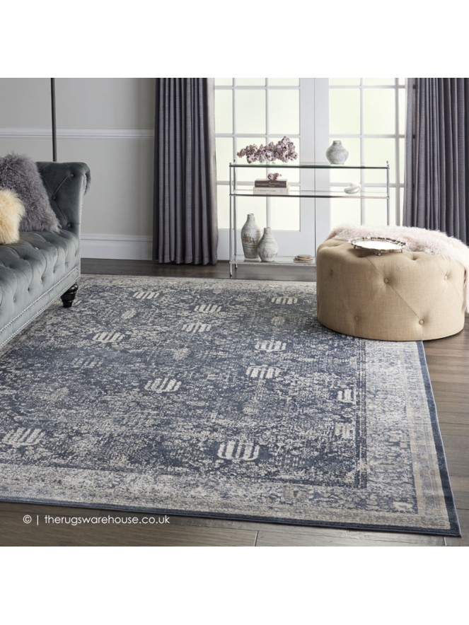 Malta Navy Ivory Rug - 3