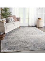 Malta Border Ivory Blue Rug - Thumbnail - 2