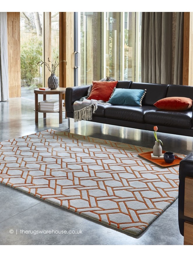 Fine Line Orange Rug - 2