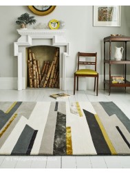 Rhombus Grey Mustard Rug - Thumbnail - 2